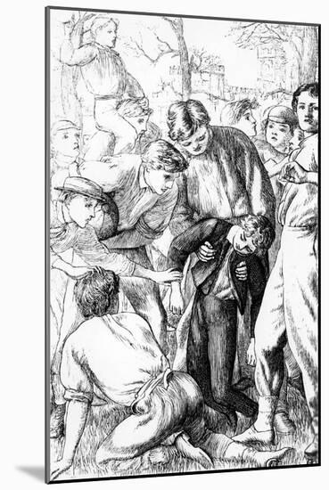Tom's First Exploit at Football, Illustration from 'Tom Brown's School Days'-Arthur Hughes-Mounted Giclee Print