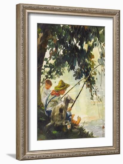 Tom Sawyer Fishing-Howard Pyle-Framed Art Print