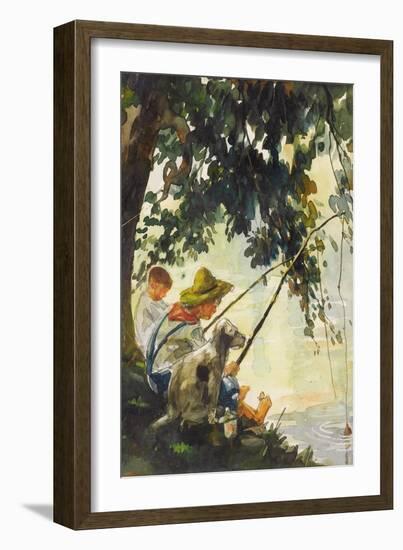 Tom Sawyer Fishing-Howard Pyle-Framed Art Print