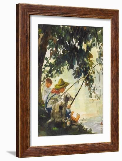 Tom Sawyer Fishing-Howard Pyle-Framed Art Print