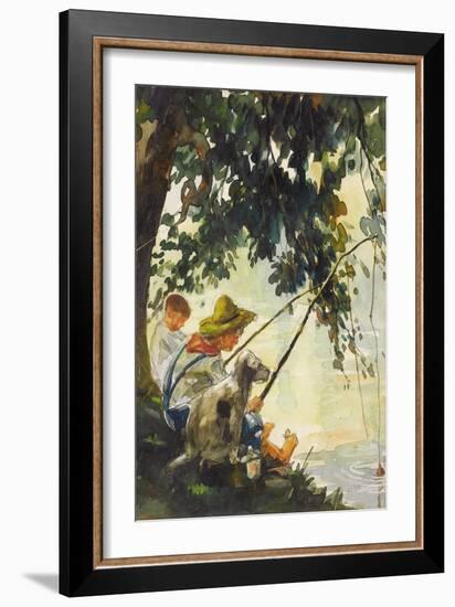 Tom Sawyer Fishing-Howard Pyle-Framed Art Print