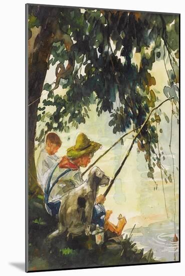 Tom Sawyer Fishing-Howard Pyle-Mounted Art Print