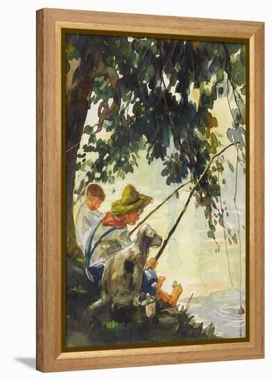 Tom Sawyer Fishing-Howard Pyle-Framed Stretched Canvas