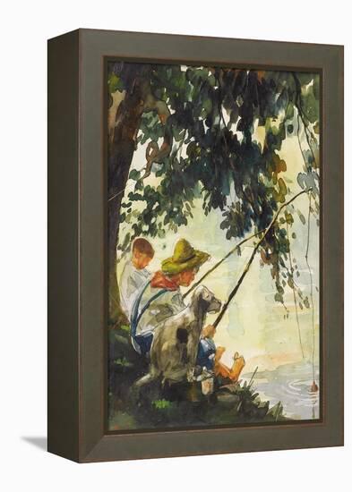 Tom Sawyer Fishing-Howard Pyle-Framed Stretched Canvas