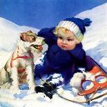 "Sledding Wipeout," Country Gentleman Cover, January 1, 1938-Tom Webb-Premier Image Canvas