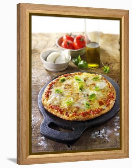 Tomato and Mozzarella Pizza with Basil-Paul Williams-Framed Premier Image Canvas