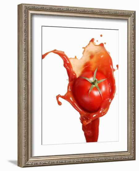 Tomato on Ketchup Splash-Kröger & Gross-Framed Photographic Print