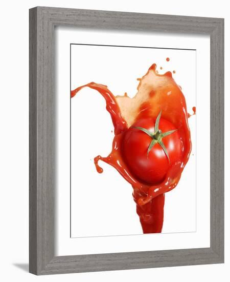 Tomato on Ketchup Splash-Kröger & Gross-Framed Photographic Print