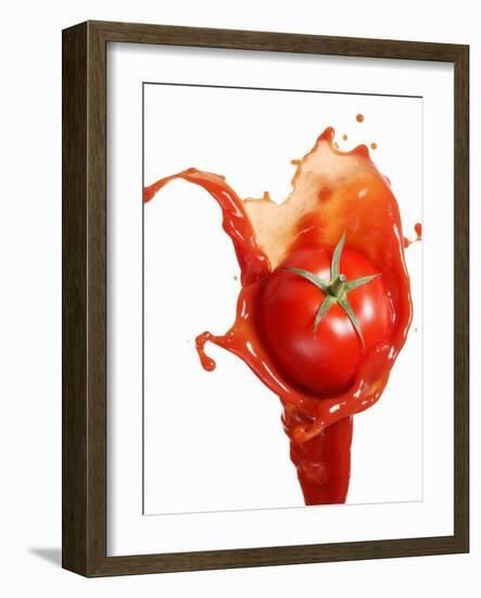 Tomato on Ketchup Splash-Kröger & Gross-Framed Photographic Print