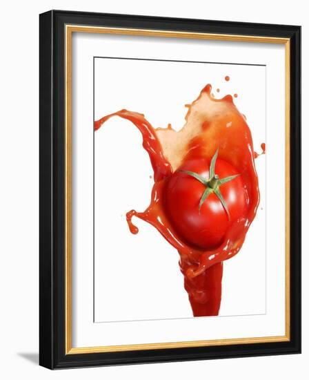 Tomato on Ketchup Splash-Kröger & Gross-Framed Photographic Print