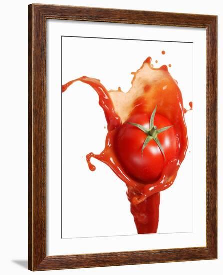 Tomato on Ketchup Splash-Kröger & Gross-Framed Photographic Print