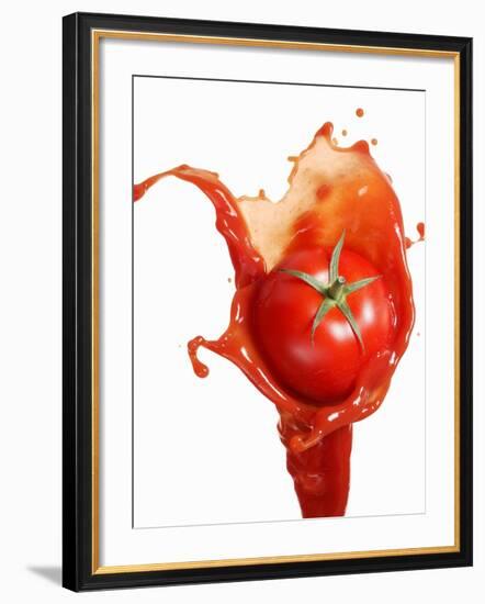 Tomato on Ketchup Splash-Kröger & Gross-Framed Photographic Print