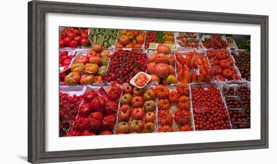 Tomatoes at a Market Stall, Santa Caterina Market, Barcelona, Catalonia, Spain-null-Framed Photographic Print