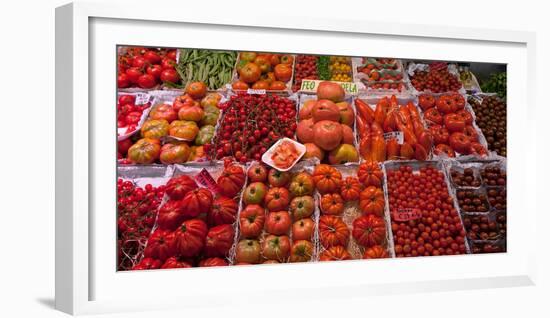 Tomatoes at a Market Stall, Santa Caterina Market, Barcelona, Catalonia, Spain-null-Framed Photographic Print