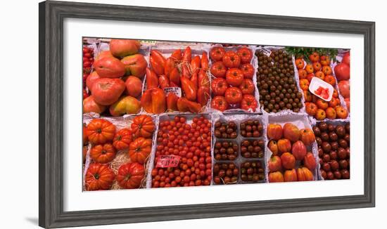 Tomatoes at a Market Stall, Santa Caterina Market, Barcelona, Catalonia, Spain-null-Framed Photographic Print