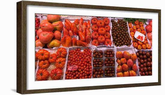 Tomatoes at a Market Stall, Santa Caterina Market, Barcelona, Catalonia, Spain-null-Framed Photographic Print