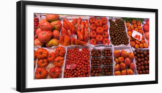 Tomatoes at a Market Stall, Santa Caterina Market, Barcelona, Catalonia, Spain-null-Framed Photographic Print