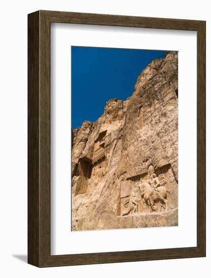 Tomb of Ataxerxes I and carved relief below, Naqsh-e Rostam Necropolis, near Persepolis, Iran, Midd-James Strachan-Framed Photographic Print