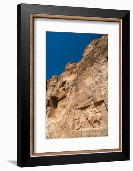 Tomb of Ataxerxes I and carved relief below, Naqsh-e Rostam Necropolis, near Persepolis, Iran, Midd-James Strachan-Framed Photographic Print