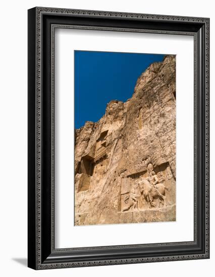 Tomb of Ataxerxes I and carved relief below, Naqsh-e Rostam Necropolis, near Persepolis, Iran, Midd-James Strachan-Framed Photographic Print