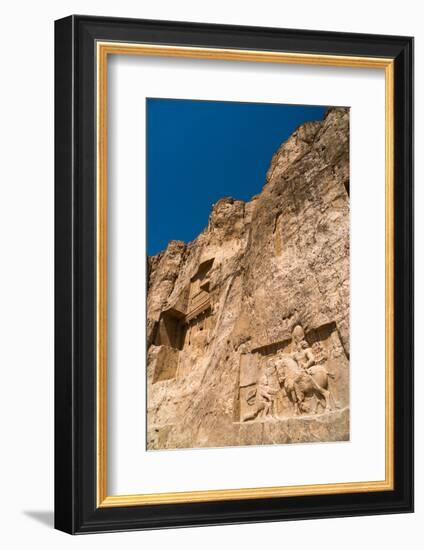 Tomb of Ataxerxes I and carved relief below, Naqsh-e Rostam Necropolis, near Persepolis, Iran, Midd-James Strachan-Framed Photographic Print