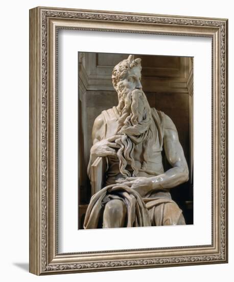 Tomb of Giulio II: Moses, by Buonarroti Michelangelo, 1513, 16th Century, Marble-Michelangelo Buonarroti-Framed Photographic Print