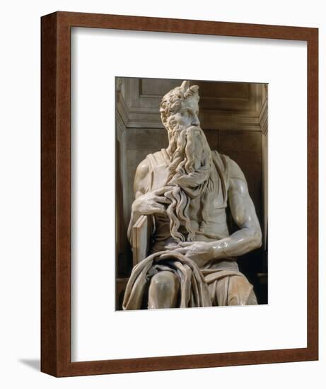 Tomb of Giulio II: Moses, by Buonarroti Michelangelo, 1513, 16th Century, Marble-Michelangelo Buonarroti-Framed Photographic Print