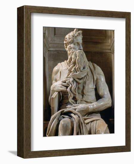 Tomb of Giulio II: Moses, by Buonarroti Michelangelo, 1513, 16th Century, Marble-Michelangelo Buonarroti-Framed Photographic Print