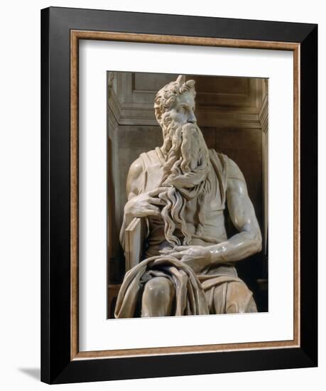 Tomb of Giulio II: Moses, by Buonarroti Michelangelo, 1513, 16th Century, Marble-Michelangelo Buonarroti-Framed Photographic Print