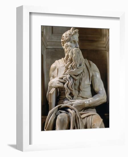 Tomb of Giulio II: Moses, by Buonarroti Michelangelo, 1513, 16th Century, Marble-Michelangelo Buonarroti-Framed Photographic Print