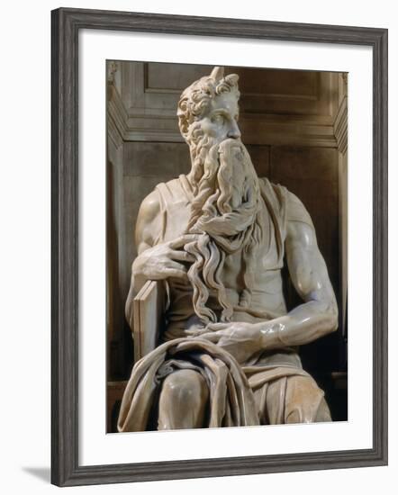 Tomb of Giulio II: Moses, by Buonarroti Michelangelo, 1513, 16th Century, Marble-Michelangelo Buonarroti-Framed Photographic Print