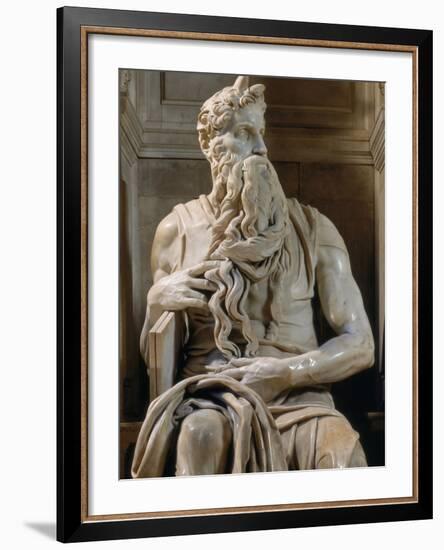 Tomb of Giulio II: Moses, by Buonarroti Michelangelo, 1513, 16th Century, Marble-Michelangelo Buonarroti-Framed Photographic Print