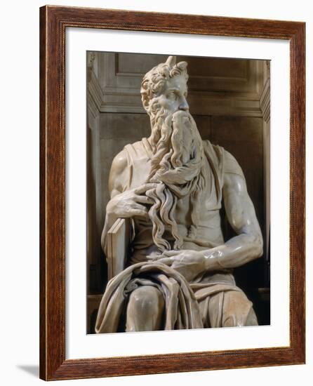 Tomb of Giulio II: Moses, by Buonarroti Michelangelo, 1513, 16th Century, Marble-Michelangelo Buonarroti-Framed Photographic Print