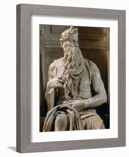 Tomb of Giulio II: Moses, by Buonarroti Michelangelo, 1513, 16th Century, Marble-Michelangelo Buonarroti-Framed Photographic Print