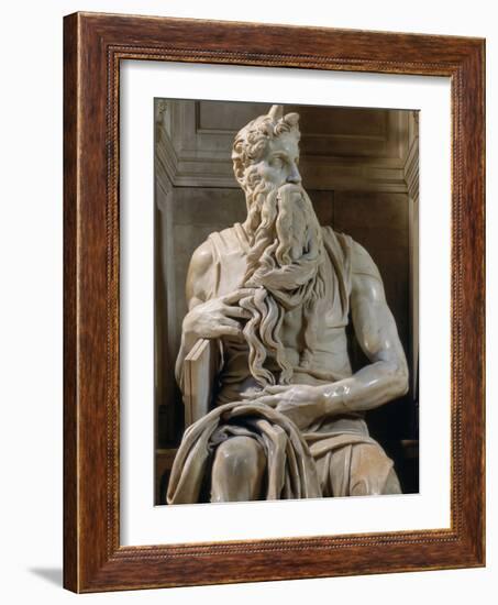 Tomb of Giulio II: Moses, by Buonarroti Michelangelo, 1513, 16th Century, Marble-Michelangelo Buonarroti-Framed Photographic Print