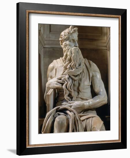 Tomb of Giulio II: Moses, by Buonarroti Michelangelo, 1513, 16th Century, Marble-Michelangelo Buonarroti-Framed Photographic Print