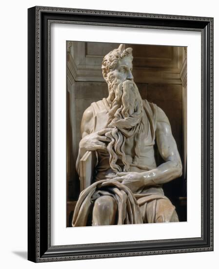 Tomb of Giulio II: Moses, by Buonarroti Michelangelo, 1513, 16th Century, Marble-Michelangelo Buonarroti-Framed Photographic Print