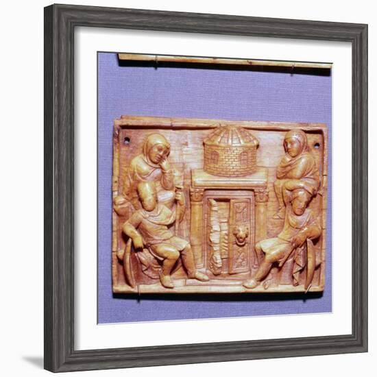 Tomb of Jesus on Easter Morning, Wood Panel, Byzantine casket, 5th century-Unknown-Framed Giclee Print