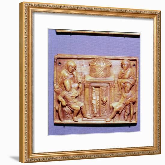 Tomb of Jesus on Easter Morning, Wood Panel, Byzantine casket, 5th century-Unknown-Framed Giclee Print