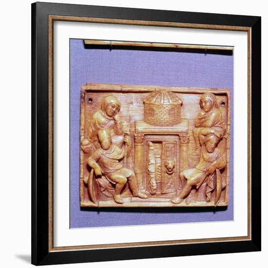 Tomb of Jesus on Easter Morning, Wood Panel, Byzantine casket, 5th century-Unknown-Framed Giclee Print