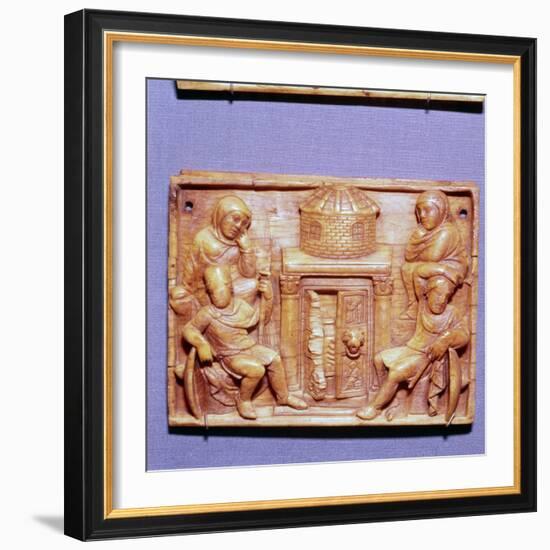 Tomb of Jesus on Easter Morning, Wood Panel, Byzantine casket, 5th century-Unknown-Framed Giclee Print