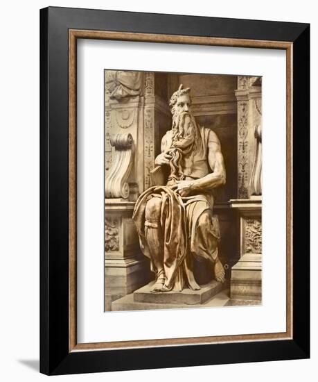 Tomb of Pope Julius II (1453-1513) Detail of Moses, 1513-16 (Marble)-Michelangelo Buonarroti-Framed Giclee Print