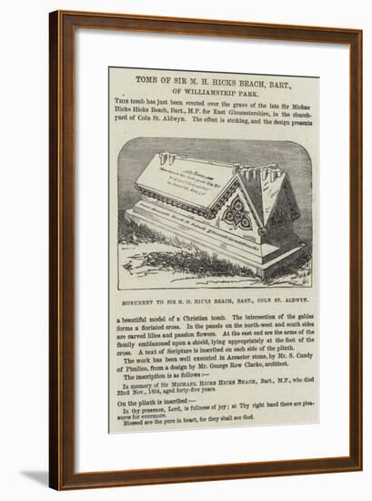 Tomb of Sir M H Hicks Beach, Baronet, of Williamstrip Park-null-Framed Giclee Print