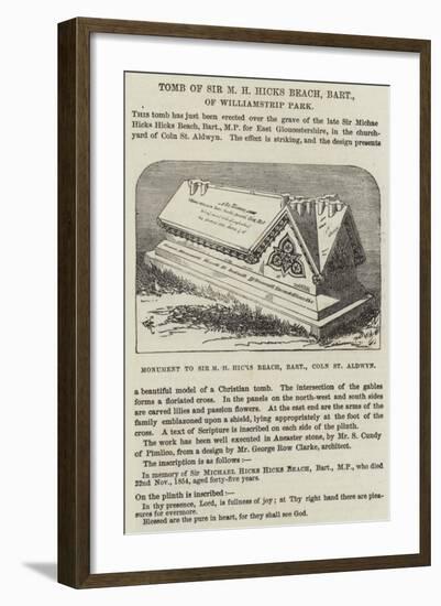 Tomb of Sir M H Hicks Beach, Baronet, of Williamstrip Park-null-Framed Giclee Print