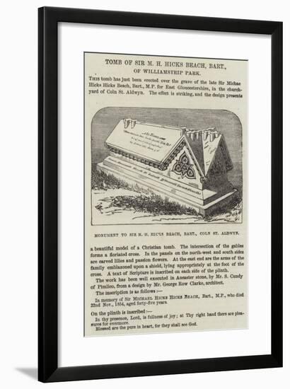 Tomb of Sir M H Hicks Beach, Baronet, of Williamstrip Park-null-Framed Giclee Print