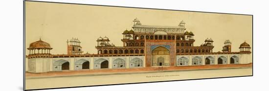 Tomb of the Emperor Akbar at Sikandra, Near Agra, Crawing in Line and Wash. Delhi, India, c.1816-null-Mounted Giclee Print