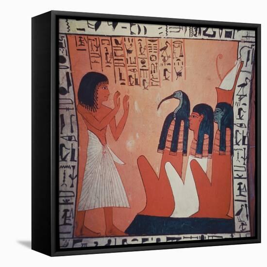 Tomb Painting Depicting the Departed before Osiris, Isis, and Thoth (Fresco)-Egyptian 2nd Dynasty-Framed Premier Image Canvas