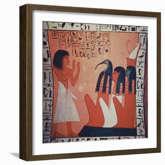 Tomb Painting Depicting the Departed before Osiris, Isis, and Thoth (Fresco)-Egyptian 2nd Dynasty-Framed Giclee Print