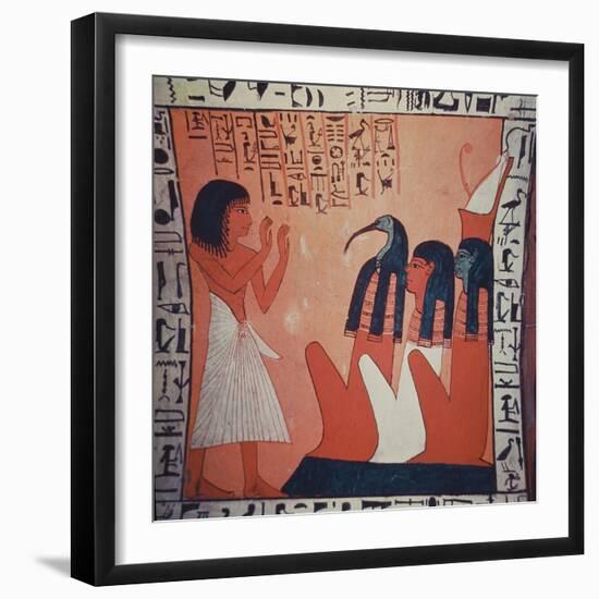Tomb Painting Depicting the Departed before Osiris, Isis, and Thoth (Fresco)-Egyptian 2nd Dynasty-Framed Giclee Print