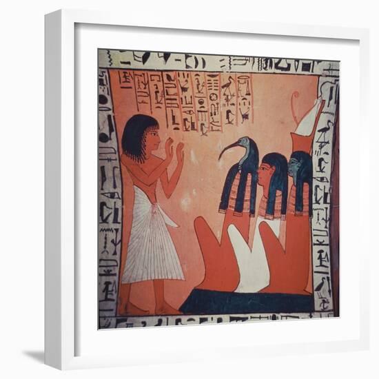 Tomb Painting Depicting the Departed before Osiris, Isis, and Thoth (Fresco)-Egyptian 2nd Dynasty-Framed Giclee Print